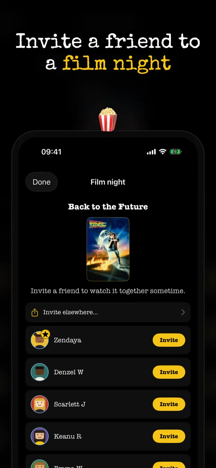 Invite a friend to a film night — the Film Night invite sheet